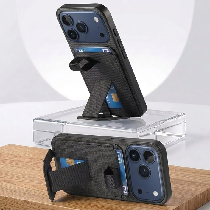 Acheter Avizar Coque pour iPhone 17 Pro Effet Tissu avec Support et Porte-Cartes