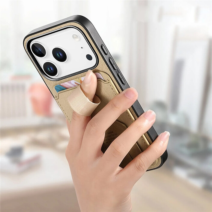 Avizar Coque pour iPhone 17 Pro Max Effet Tissu avec Support et Porte-Cartes pas cher