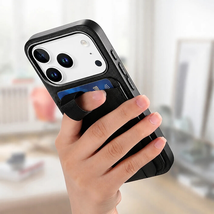 Avizar Coque pour iPhone 17 Pro Max Effet Tissu avec Support et Porte-Cartes pas cher