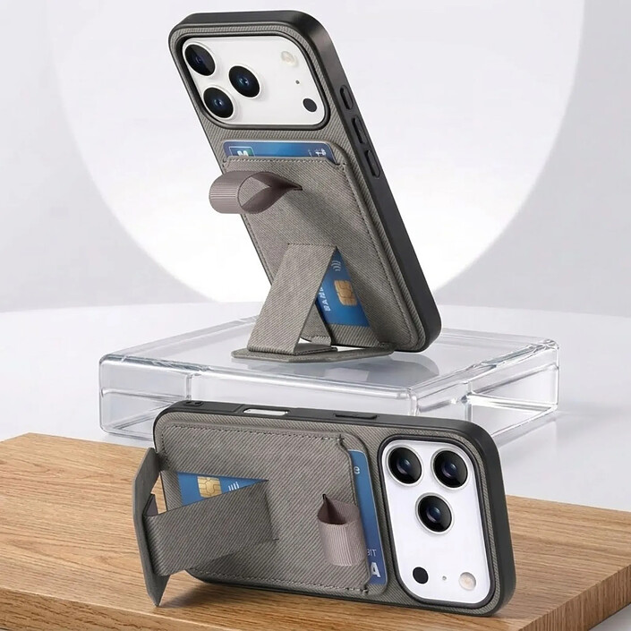 Acheter Avizar Coque pour iPhone 17 Pro Max Effet Tissu avec Support et Porte-Cartes