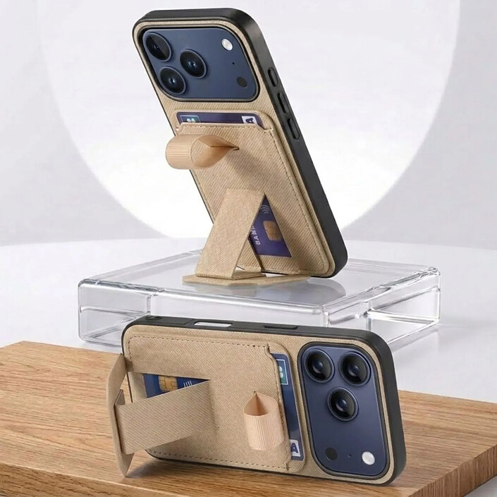 Acheter Avizar Coque pour iPhone 17 Pro Effet Tissu avec Support et Porte-Cartes