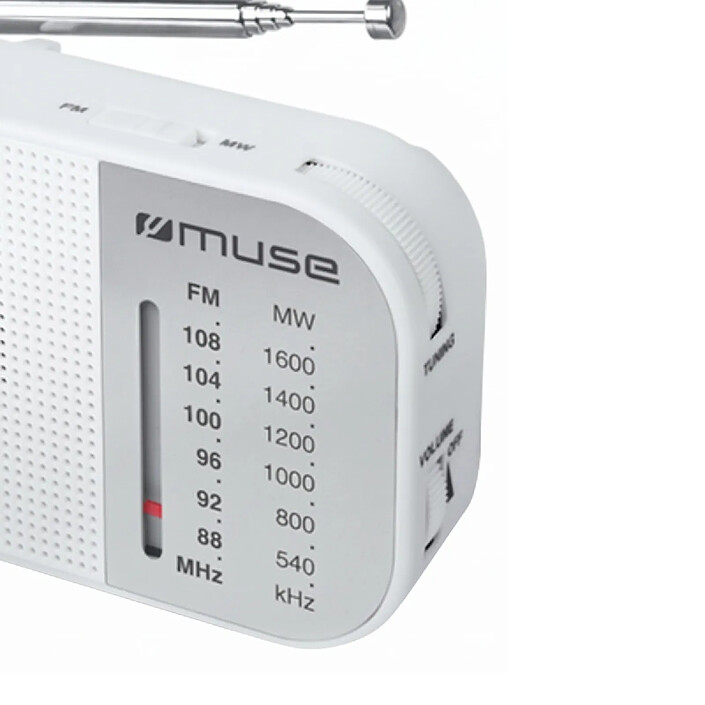 Acheter Muse Radio Portable de Poche Analogique FM / MW Muse M-025RW avec Haut-Parleur Blanc
