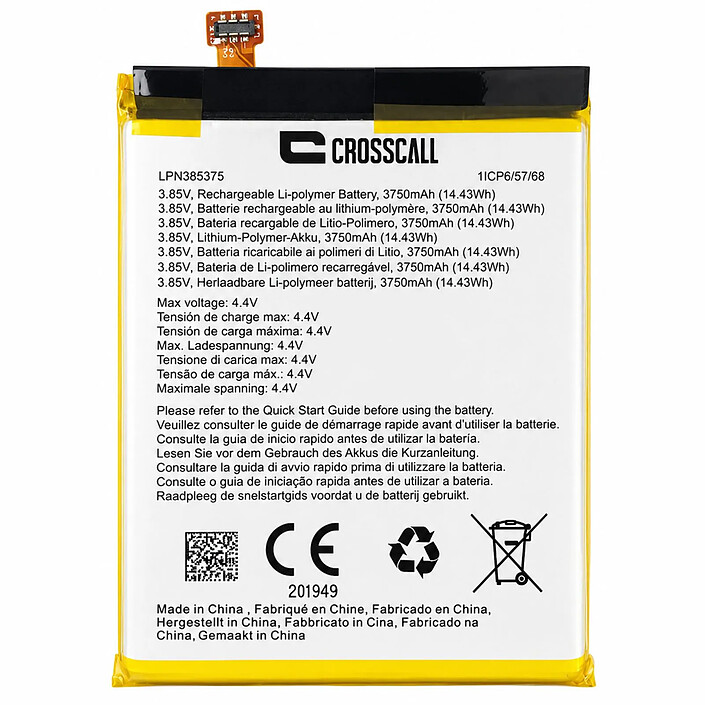 Clappio Batterie Interne pour Crosscall Action X5 3750mAh Li-Polymer
