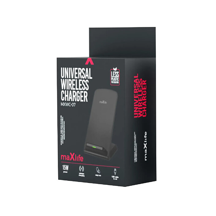 Maxlife Chargeur sans Fil Induction pour Smartphone Support Vertical 15W Noir pas cher