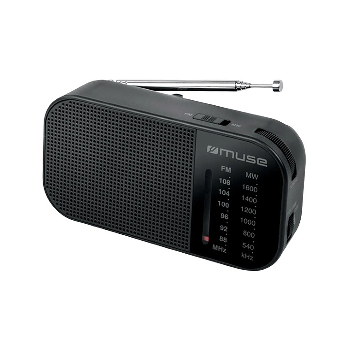 Muse Radio Portable de Poche FM / MW Tuner Analogique avec Prise Casque Noir
