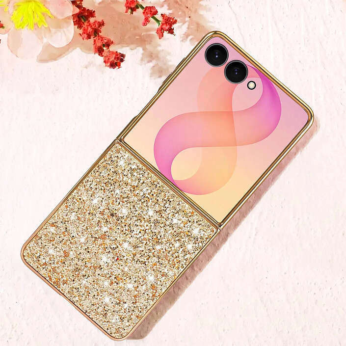 Avis Avizar Coque pour Samsung Galaxy Z Flip 8 Pailletée avec Contour Chromé