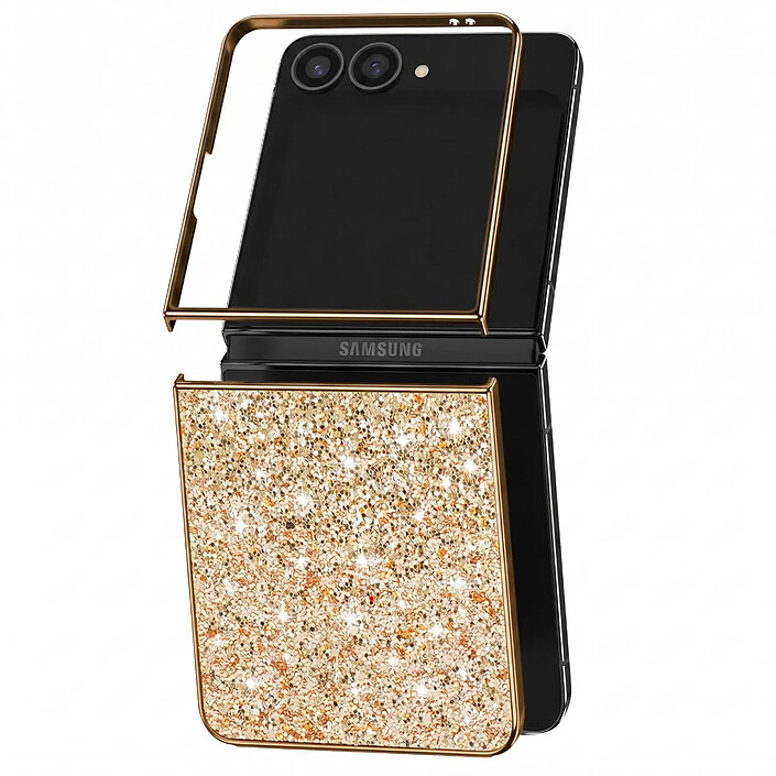 Avizar Coque pour Samsung Galaxy Z Flip 8 Pailletée avec Contour Chromé pas cher