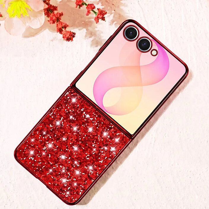 Avis Avizar Coque pour Samsung Galaxy Z Flip 8 Pailletée avec Contour Chromé