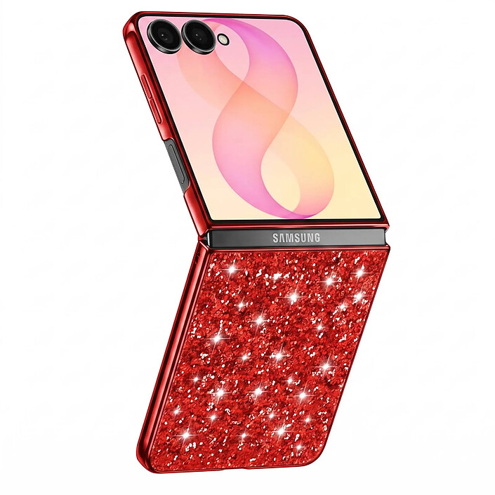 Avizar Coque pour Samsung Galaxy Z Flip 8 Pailletée avec Contour Chromé