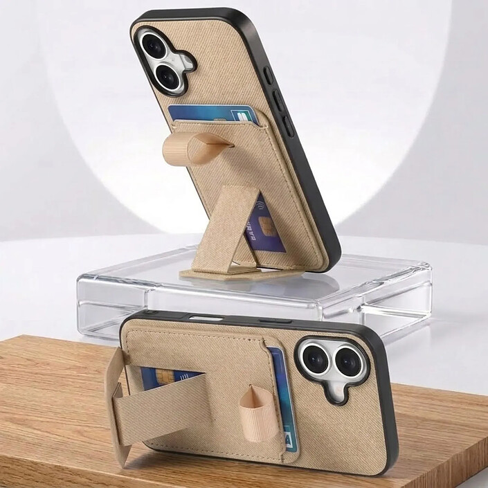 Acheter Avizar Coque pour iPhone 17 Effet Tissu avec Support et Porte-Cartes