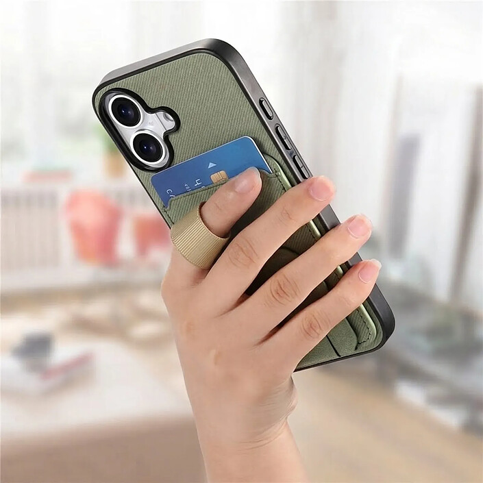 Avizar Coque pour iPhone 17 Effet Tissu avec Support et Porte-Cartes pas cher