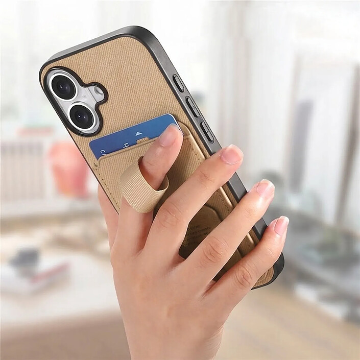 Avizar Coque pour iPhone 17 Effet Tissu avec Support et Porte-Cartes pas cher
