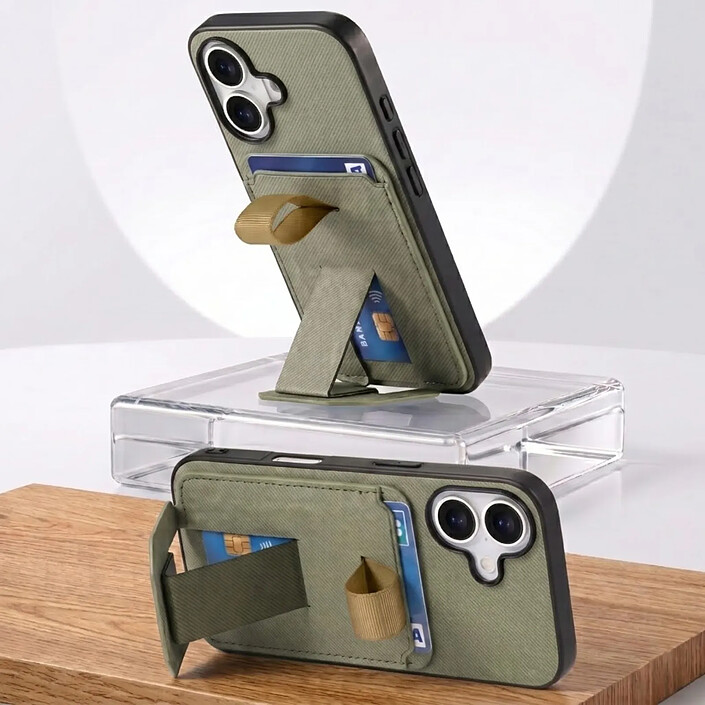 Acheter Avizar Coque pour iPhone 17 Effet Tissu avec Support et Porte-Cartes
