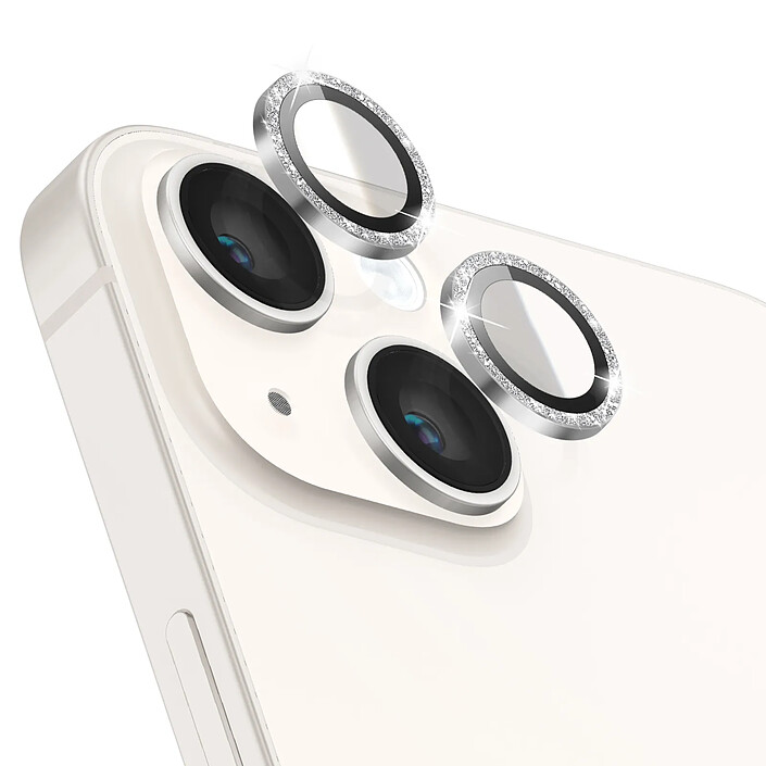 Zanaé Protection Caméra pour iPhone 14 / 14 Plus en Verre Trempé et Aluminium Renforcé Argent