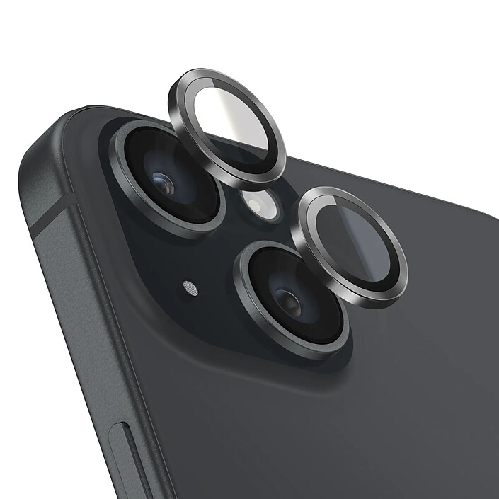 Zanaé Protection Caméra pour iPhone 15 / 15 Plus en Verre Trempé et Aluminium Renforcé Noir