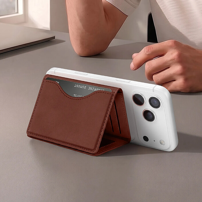 Acheter Avizar Porte-cartes pour iPhone MagSafe à 3 Volets Pliables et 5 Fentes avec Support