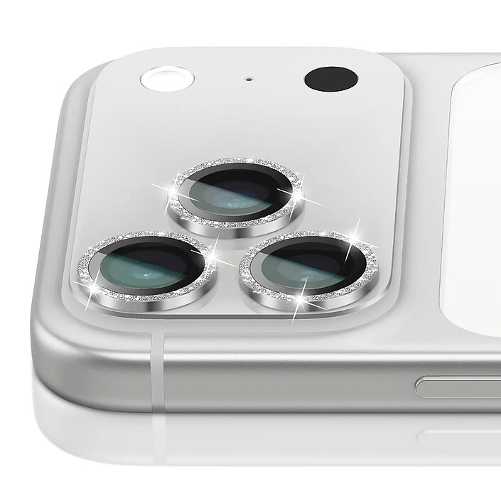 Acheter Zanaé Protection Caméra pour iPhone 17 Pro à Paillettes en Verre Trempé Résistant Argent