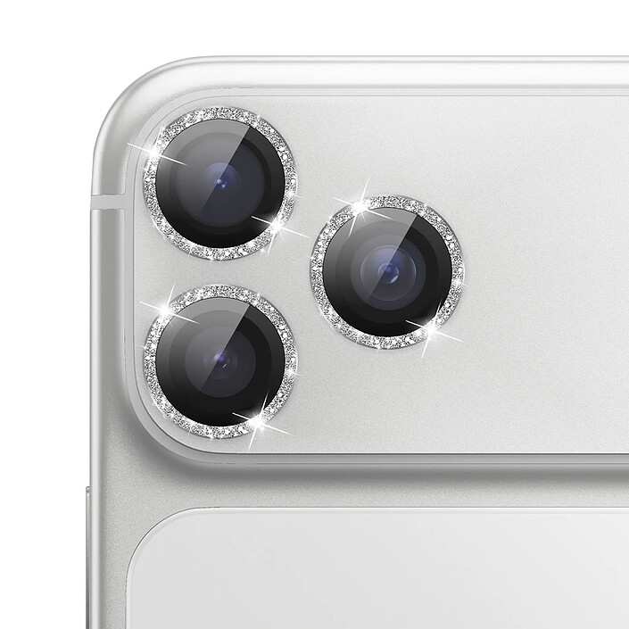 Zanaé Protection Caméra pour iPhone 17 Pro à Paillettes en Verre Trempé Résistant Argent pas cher