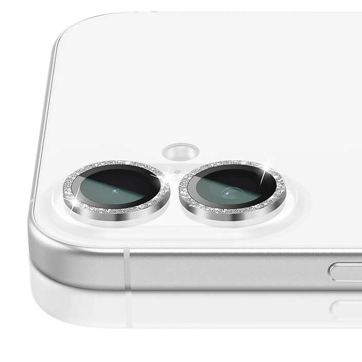Acheter Zanaé Protection Caméra pour iPhone 16 Plus à Paillettes en Verre Trempé Anti-rayures Argent