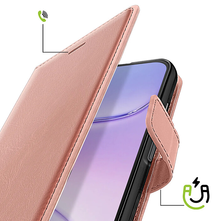 Avis Mayaxess Étui Portefeuille pour Honor 600 Smart avec Support Vidéo et Dragonne Rose gold