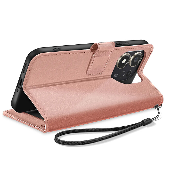 Acheter Mayaxess Étui Portefeuille pour Honor 600 Smart avec Support Vidéo et Dragonne Rose gold