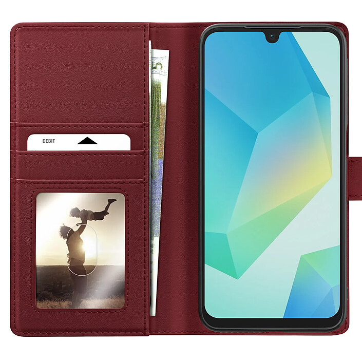 Mayaxess Étui Portefeuille pour Samsung Galaxy A16 Anti-RFID avec Coque Détachable Rouge pas cher