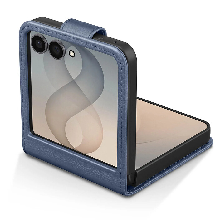 Avis Étui à Clapet pour Galaxy Z Flip 8 Série Chesterfield Effet Cuir Texturé Bleu marine
