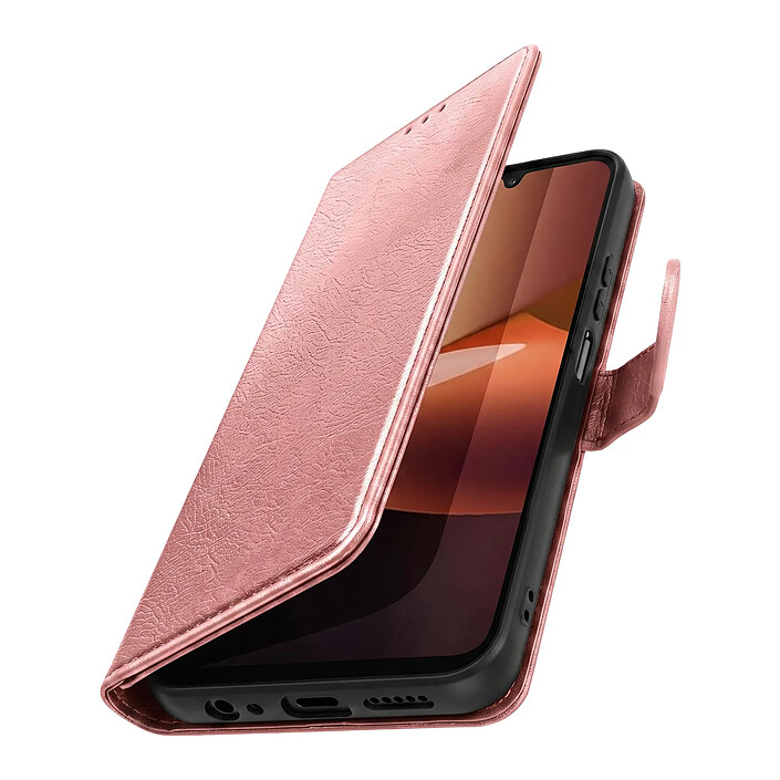 Étui Portefeuille pour Redmi 17C Chesterfield avec Fonction Support Vidéo Rose