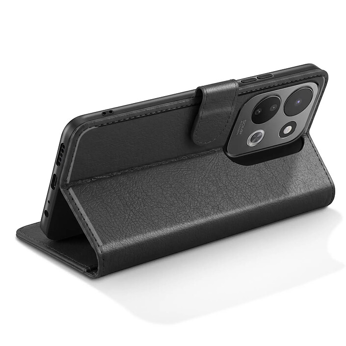 Avis Étui Portefeuille pour Redmi 17 Chesterfield avec Fonction Support Vidéo Noir