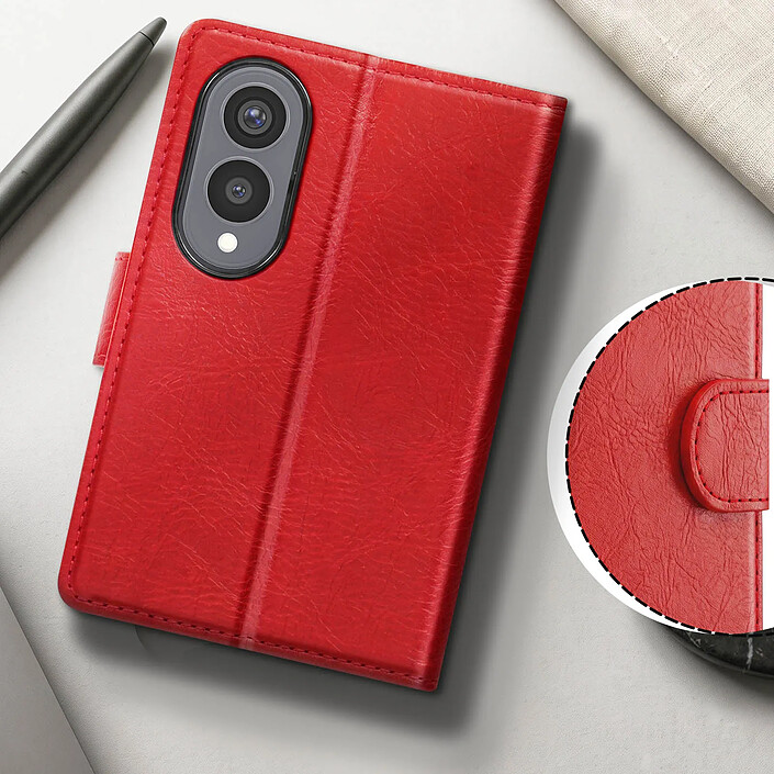 Étui à Clapet pour Galaxy Z Fold 8 Série Chesterfield Effet Cuir Texturé Rouge pas cher