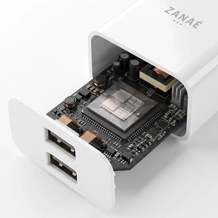 Acheter Zanaé Chargeur Double Port USB-A 10W Universel Format Ultra Compact Blanc