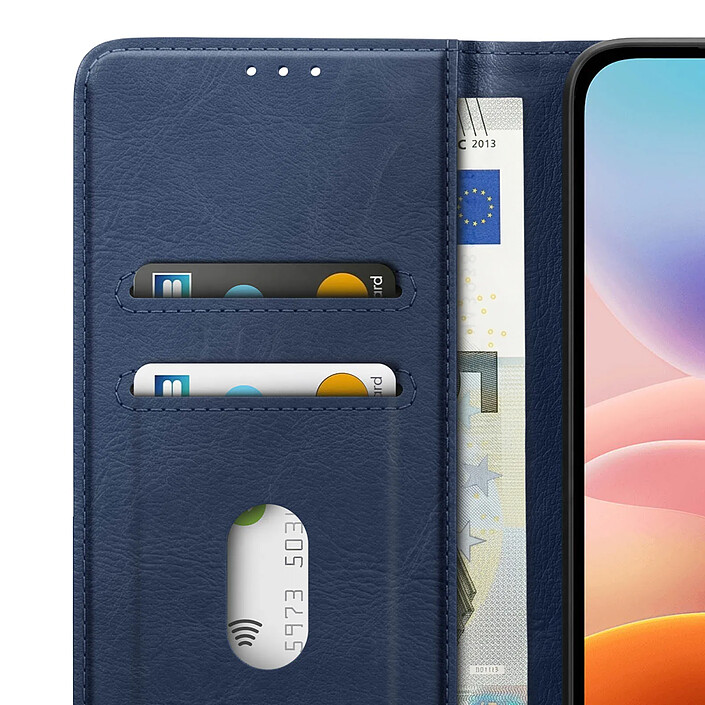 Étui Portefeuille pour Redmi 17 Chesterfield avec Fonction Support Vidéo Bleu nuit pas cher
