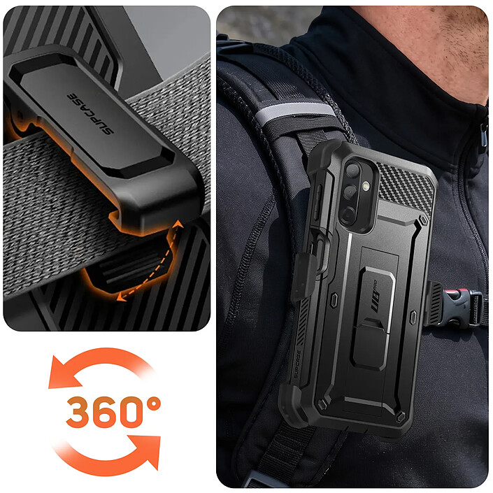 Supcase Coque Intégrale pour Galaxy A17 Série Unicorn Beetle Pro avec Béquille Noir pas cher