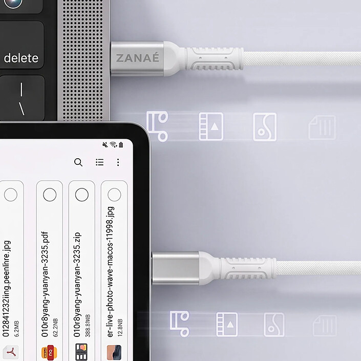 Avis Zanaé Câble USB-C vers USB-C 60W 3A Tressé Flexible Renforcé Anti-nœuds 1.2 m Blanc