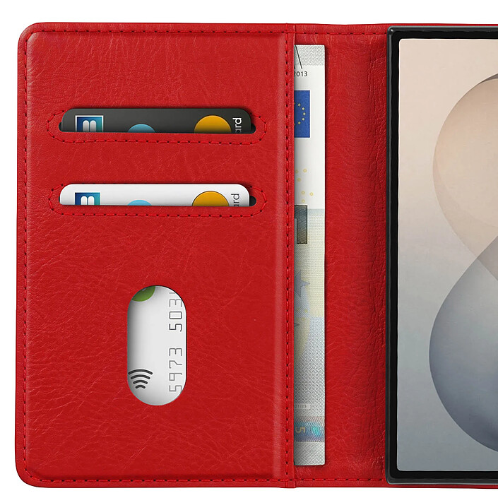 Acheter Étui à Clapet pour Galaxy Z Fold 8 Série Chesterfield Effet Cuir Texturé Rouge