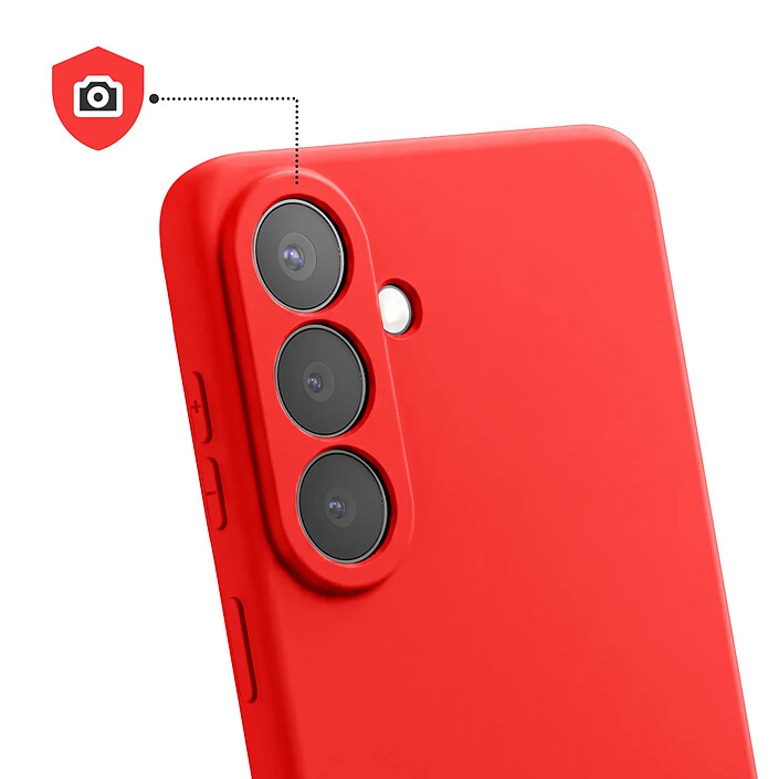 Avis Coque pour Galaxy S26 en Silicone Soft-Touch avec Doublure Microfibre Rouge