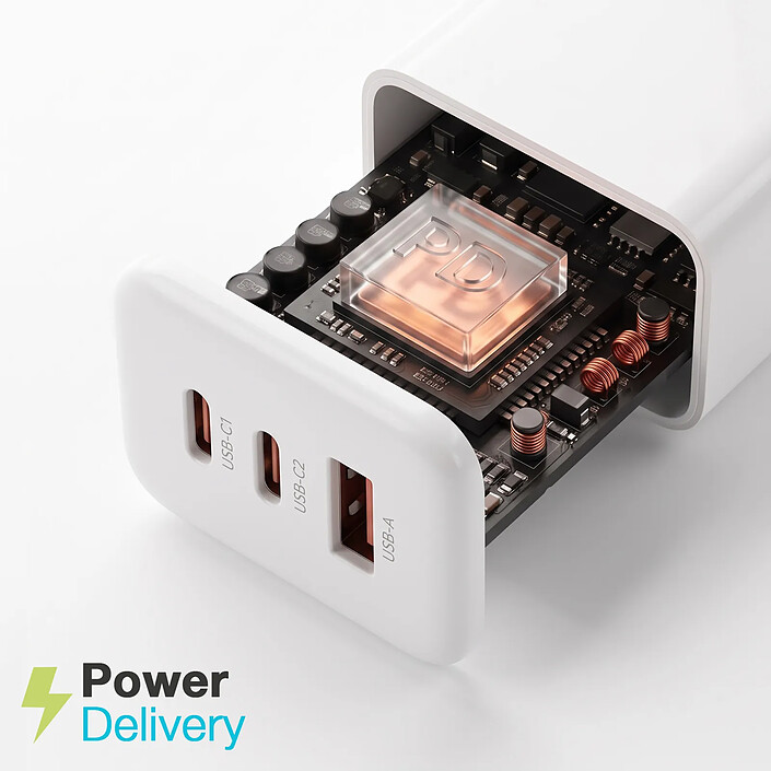 Acheter Zanaé Chargeur Secteur avec 2 Ports USB-C 65W et 1 Port USB-A 30W Ultra Rapide Blanc
