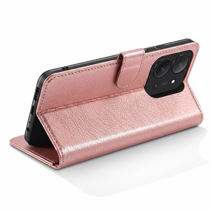 Avis Étui Portefeuille pour Redmi 17C Chesterfield avec Fonction Support Vidéo Rose
