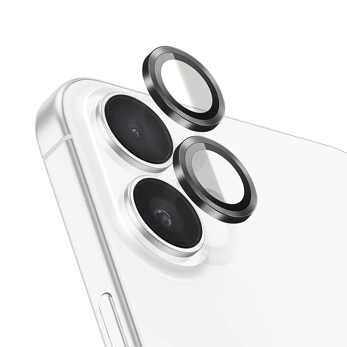 Zanaé Protection Caméra Camera pour iPhone 17 avec Cerclage Aluminium Renforcé Noir / Transparent