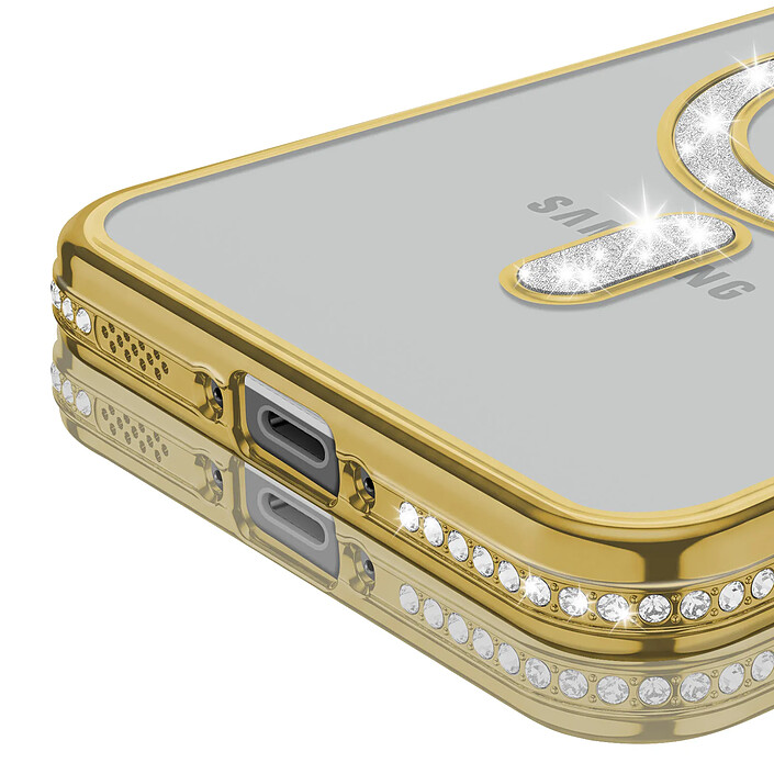Avis Coque pour Galaxy A56 / A36 Compatible MagSafe avec Contour à Strass Dorée