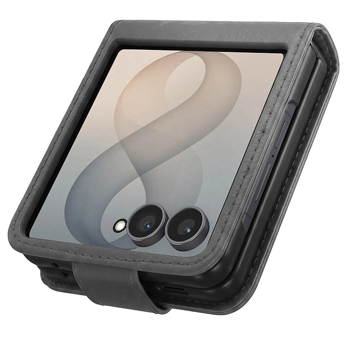 Étui à Clapet pour Galaxy Z Flip 8 Série Chesterfield Effet Cuir Texturé Noir pas cher