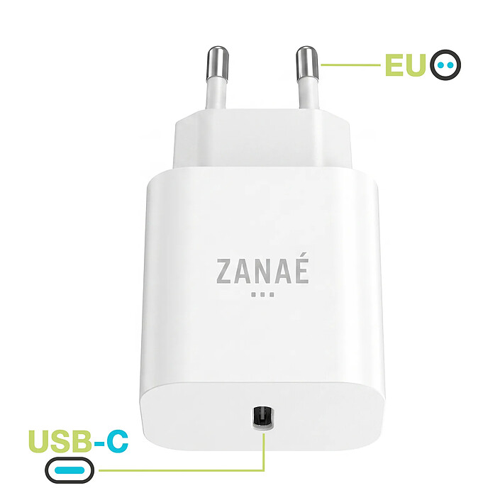 Avis Zanaé Chargeur USB-C pour iPhone et iPad avec Câble USB-C Lightning Charge Rapide Blanc