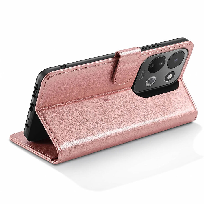 Avis Étui Portefeuille pour Redmi 17 Chesterfield avec Fonction Support Vidéo Rose gold
