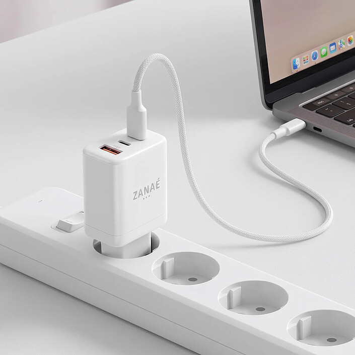 Zanaé Chargeur Secteur avec 2 Ports USB-C 65W et 1 Port USB-A 30W Ultra Rapide Blanc pas cher