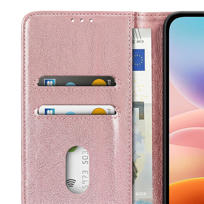 Étui Portefeuille pour Redmi 17 Chesterfield avec Fonction Support Vidéo Rose gold pas cher