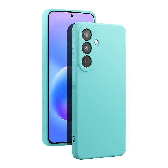 Coque pour Galaxy A57 en Silicone Soft-Touch avec Doublure Microfibre Turquoise