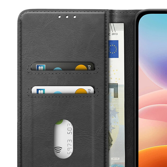 Étui Portefeuille pour Redmi 17 Chesterfield avec Fonction Support Vidéo Noir pas cher