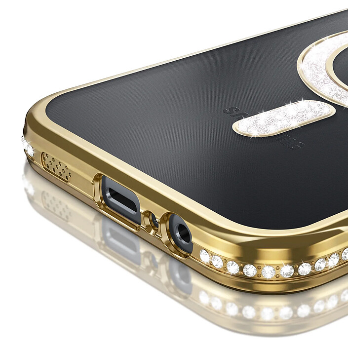 Avis Coque pour Galaxy A14 4G / 5G Compatible MagSafe avec Contour à Strass Dorée