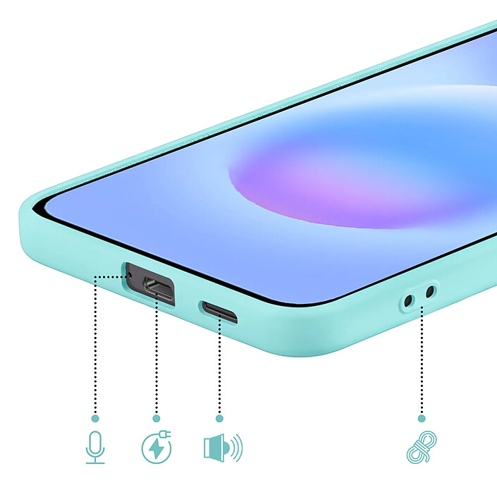 Acheter Coque pour Galaxy A57 en Silicone Soft-Touch avec Doublure Microfibre Turquoise