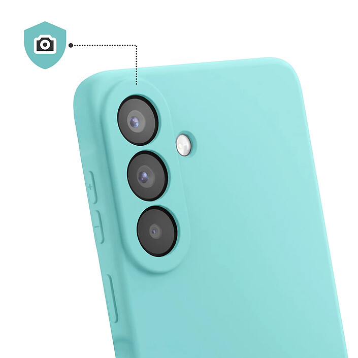Avis Coque pour Galaxy A57 en Silicone Soft-Touch avec Doublure Microfibre Turquoise